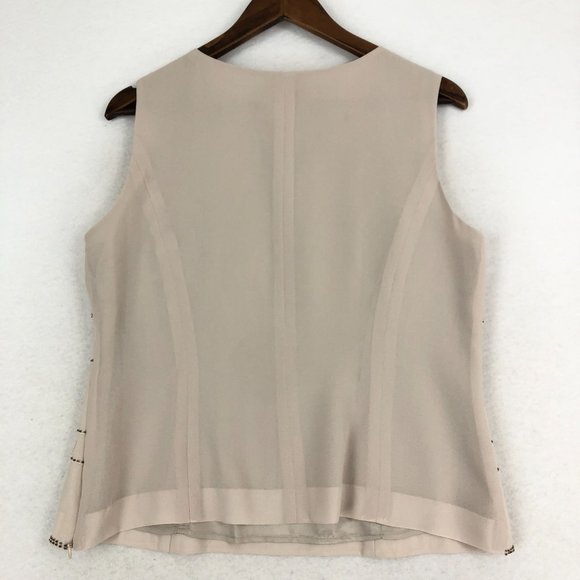 R&M Richards Women's Size 12 Beige Embroidered Round Neck Sleeveless Blouse - Picture 12 of 12